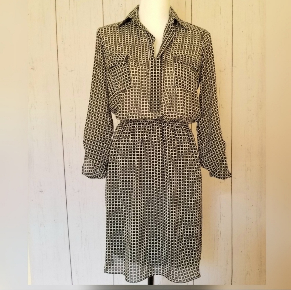 MAX STUDIO  Black and White Patterned Dress Size XS